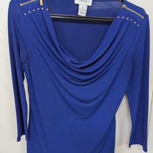 Royal Blue Draped Women's Top